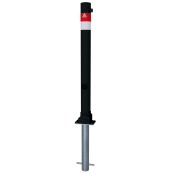 Barrier post | Black - Line |  76 mm | foldable, self-engaging lockto be fixed by plugs, | incl. base rosette, part-no. 470_60, approx. 400 mm below ground | with triangular locking mechanism acc. with DIN 3223